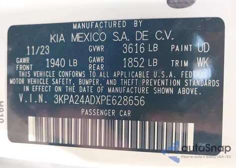 2023 Kia Rio S from USA, damaged, VIN 3KPA24ADXPE628656